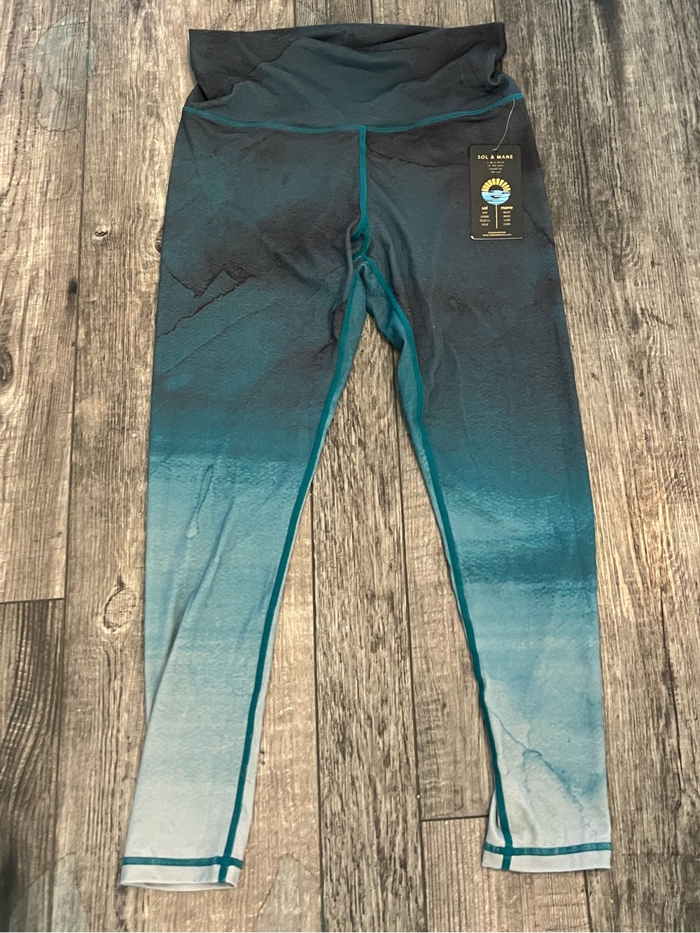 Sol & Mane High-Waist Ombre Teal-to-Aqua Leggings